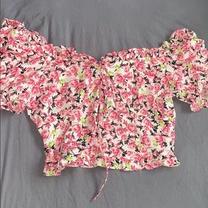 ZARA floral pink top